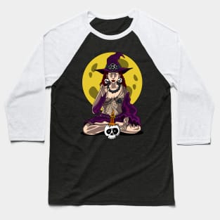 Witch Yoga Meditation Baseball T-Shirt